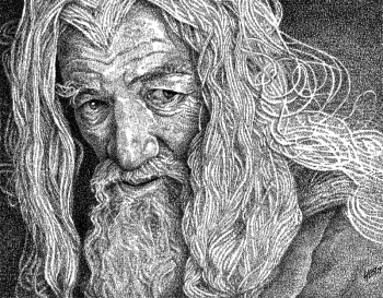 Gandalf - Sir Ian KcKellen - Lord of The Rings - Lyric Portrait Word Art Drawing